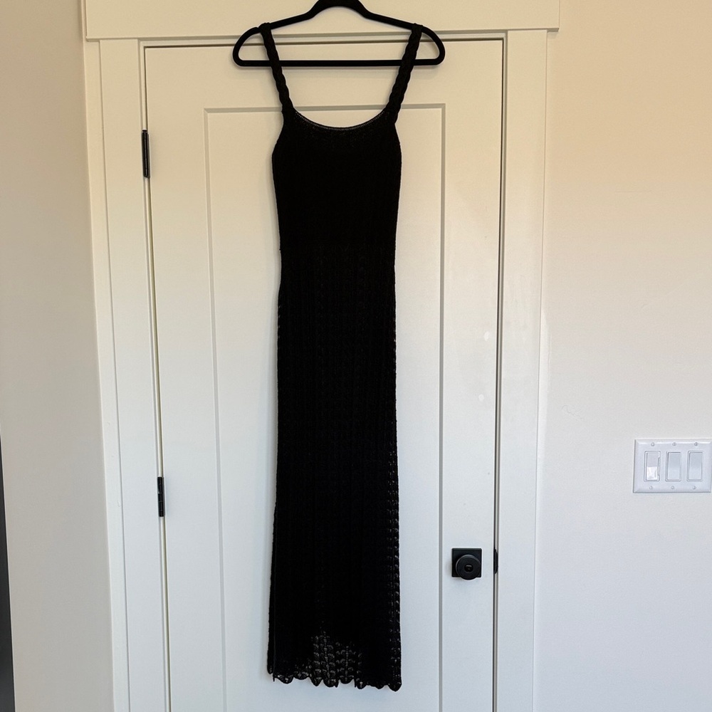 Aqua Black Crochet Maxi Dress